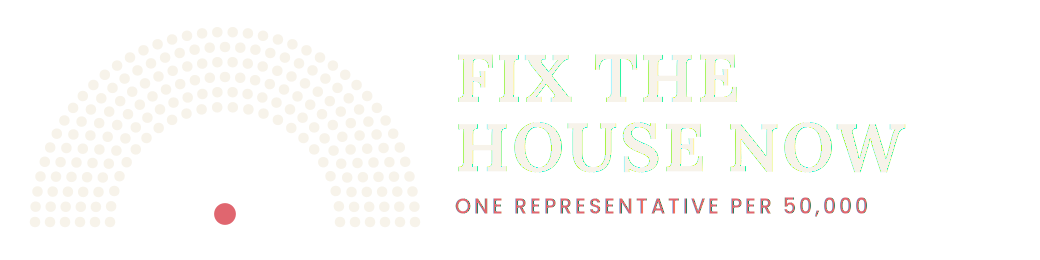 Fix the House Now logo: a half-circle of dots like the seats of the House, with one red dot